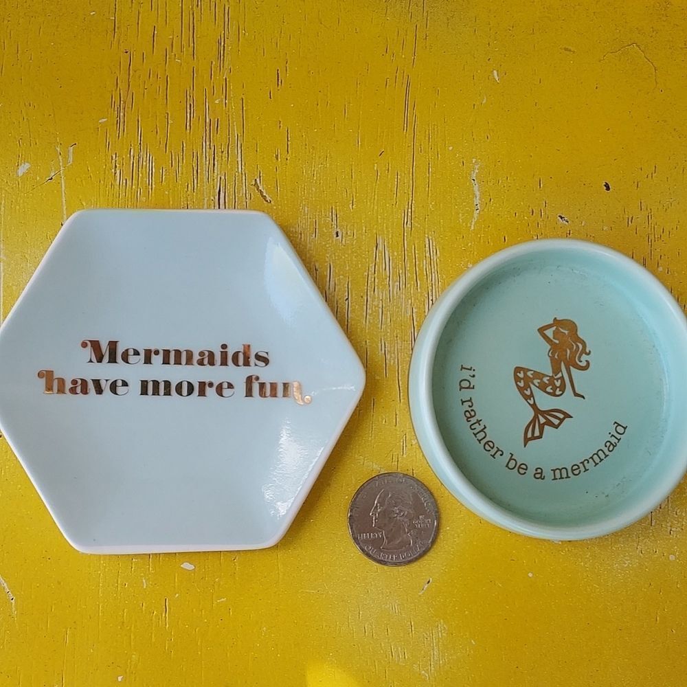 (2) Mermaid Trinket Bowls Trays